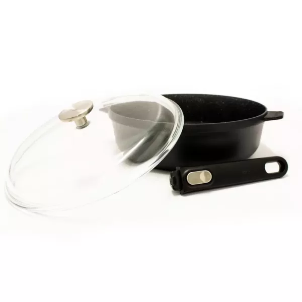 BergHOFF GEM 4.6 qt. Cast Aluminum Nonstick Saute Pan in Black with Glass Lid